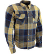 Milwaukee Leather MPM1639 Men's Plaid Flannel Biker Shirt with CE Approved Armor - Reinforced w/ Aramid Fibers