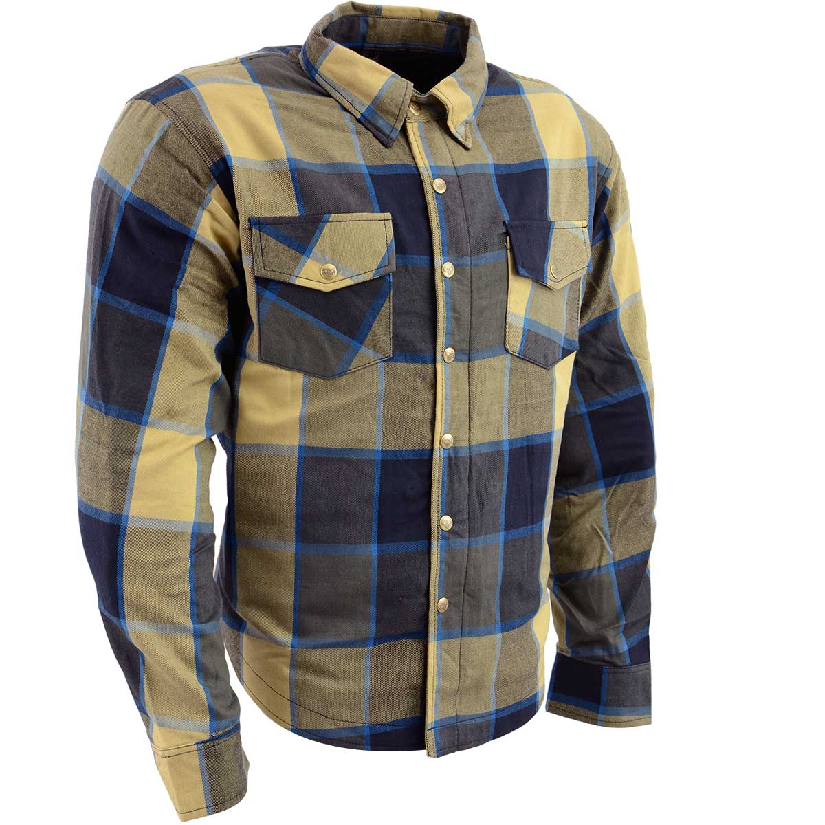 Milwaukee Leather MPM1639 Men's Plaid Flannel Biker Shirt with CE Approved Armor - Reinforced w/ Aramid Fibers