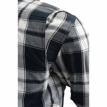 Milwaukee Leather MPM1644 Men's Plaid Flannel Biker Shirt with CE Approved Armor - Reinforced w/ Aramid Fiber