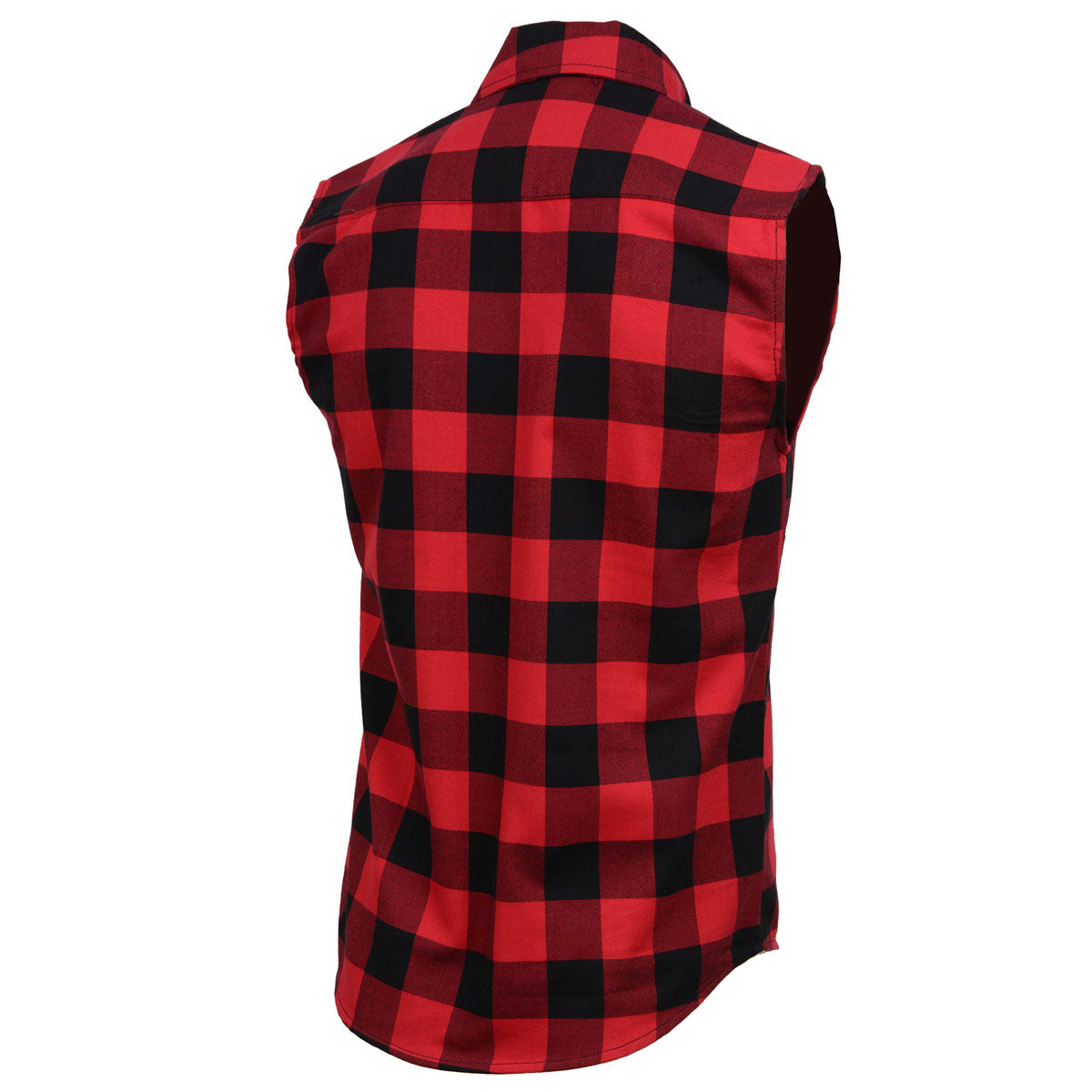 Milwaukee Leather MPM1649 Men’s Classic Black and Red Button-Down Flannel Cut Off Sleeveless Casual Shirt