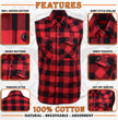 Milwaukee Leather MPM1649 Men’s Classic Black and Red Button-Down Flannel Cut Off Sleeveless Casual Shirt