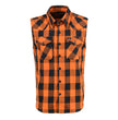Milwaukee Leather MPM1655 Men’s Classic Black and Orange Button-Down Flannel Cut Off Sleeveless Casual Shirt