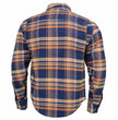 Milwaukee Leather MPM1656 Blue and Orange Flannel Biker Shirt for Men with CE Armor - Reinforced w/ Aramid Fiber