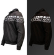 MMCC Men’s Bare Bones Hoodie – Reflective Skull Graphics Front & Back, Full Zip, 100 % Cotton, MPM1681