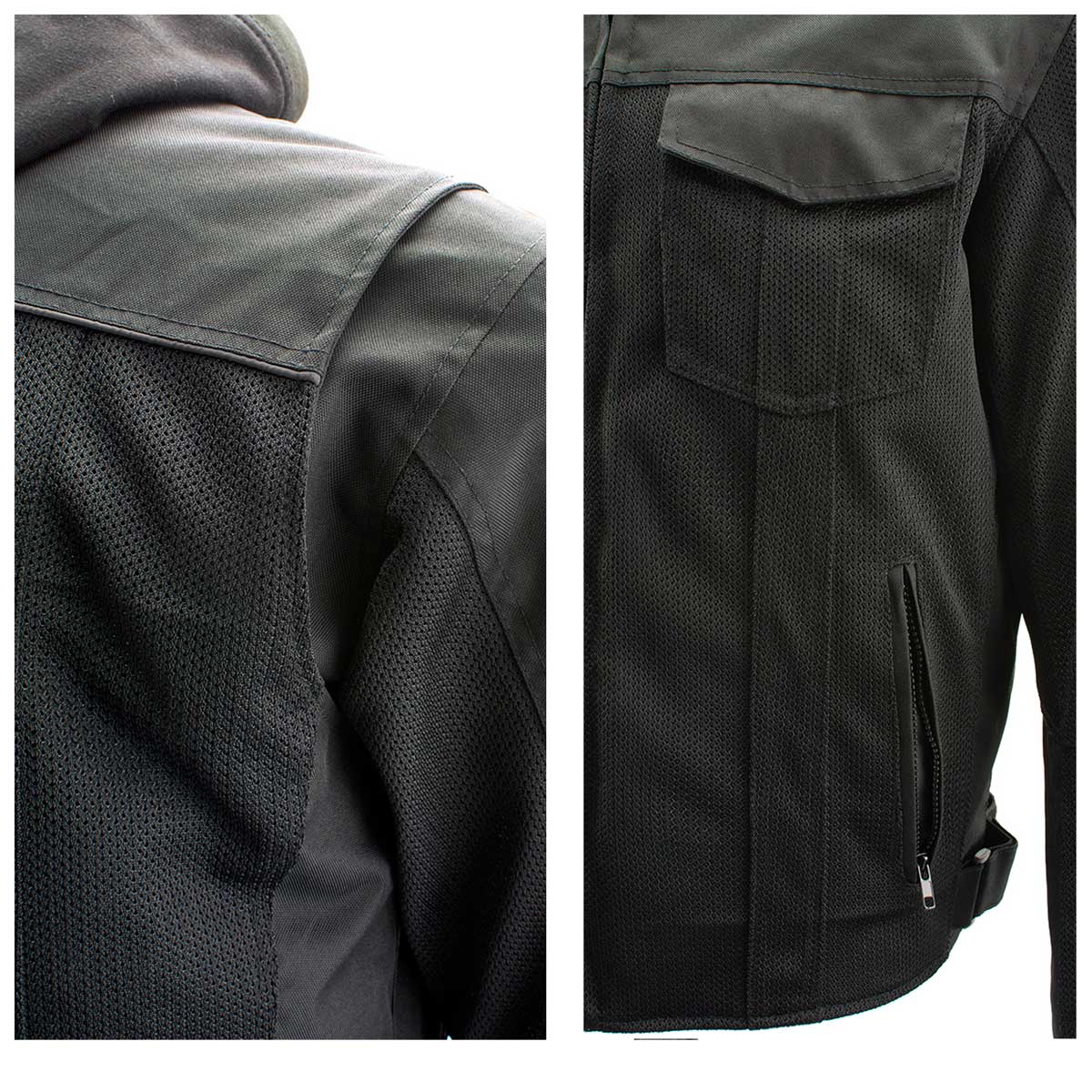 Milwaukee Leather Men's Requiem Mesh and 1300D Nylon Motorcycle Jacket with CE Armor, Removable Hoodie - MPM17018