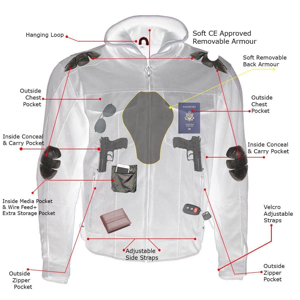 Milwaukee Leather Men's Requiem Mesh and 1300D Nylon Motorcycle Jacket with CE Armor, Removable Hoodie - MPM17018