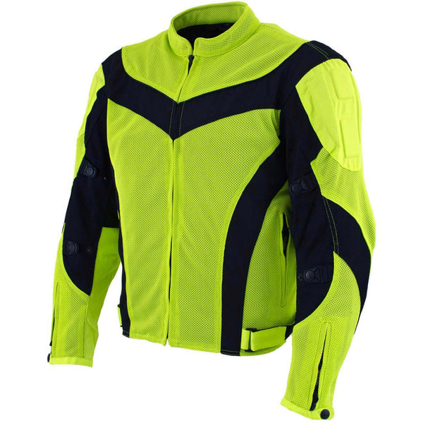 Milwaukee Leather Men's Invasion Black/Neon Textile Motorcycle