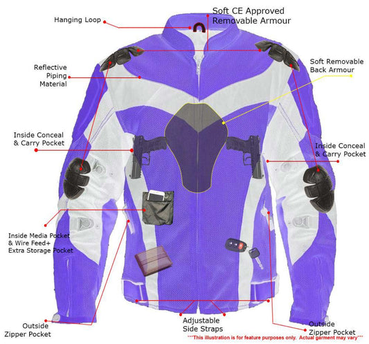 Milwaukee Leather Men's Invasion Black/Neon Textile Motorcycle Jacket w/ CE Armor - MPM17028