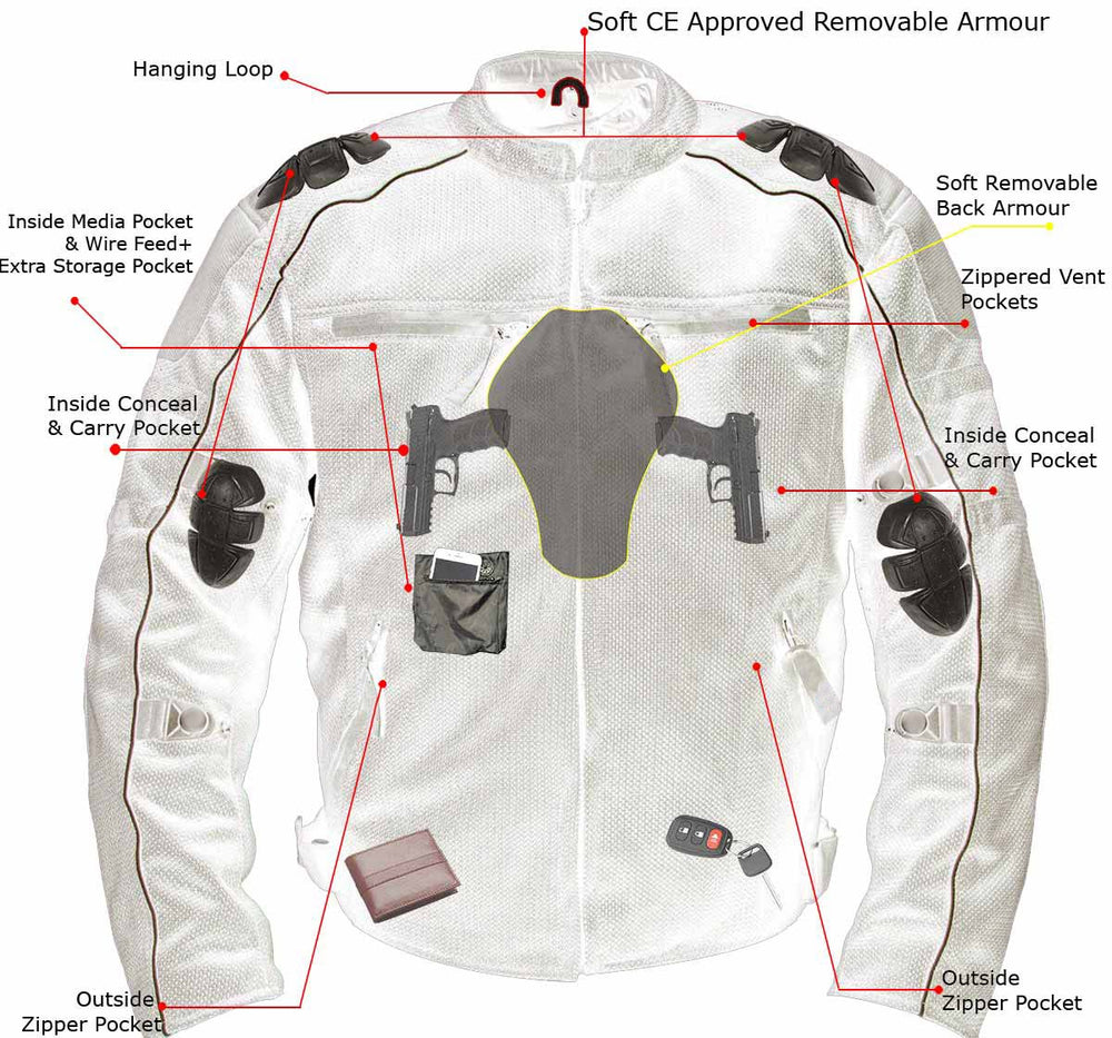 Milwaukee Leather Men's Troubled Black Textile Motorcycle Jacket w/ CE Armor - MPM17029