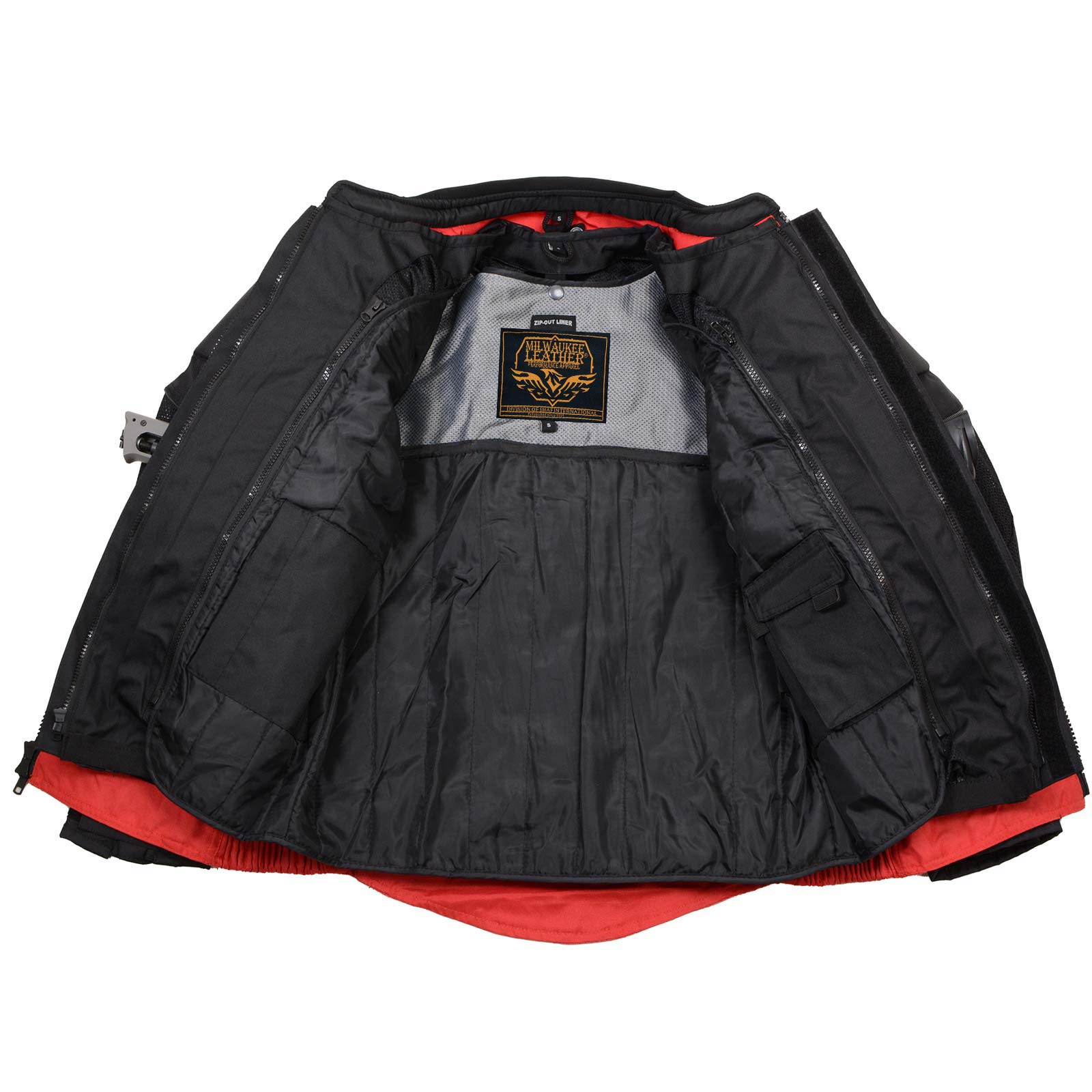 Milwaukee Leather Men's Venture Black/Red Textile Motorcycle Jacket w/ CE Armor - MPM17031