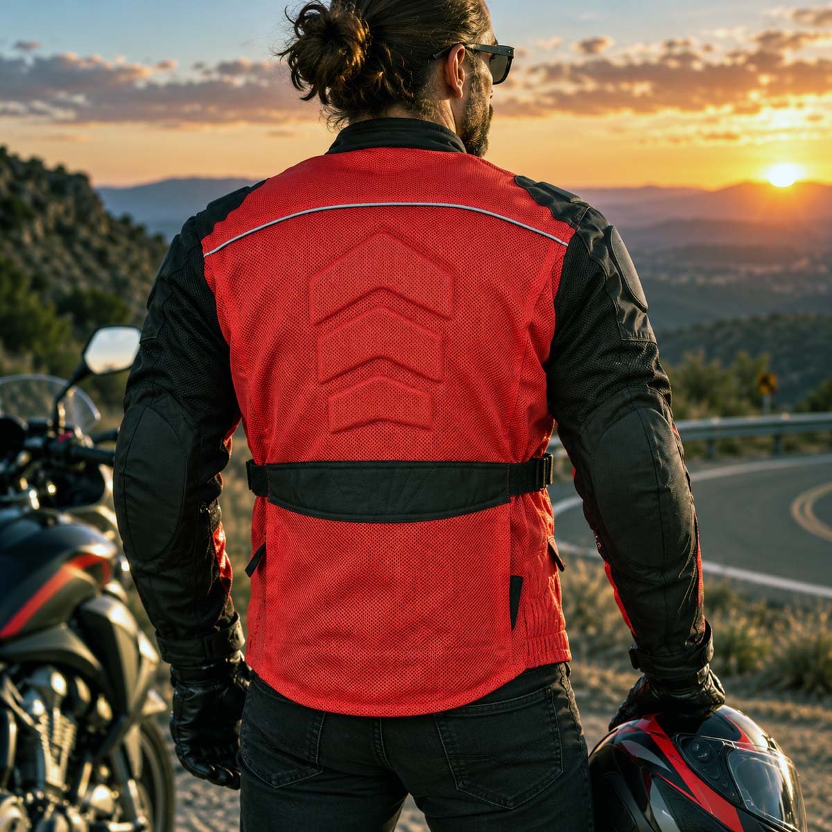 Milwaukee Leather Men's Venture Black/Red Textile Motorcycle Jacket w/ CE Armor - MPM17031