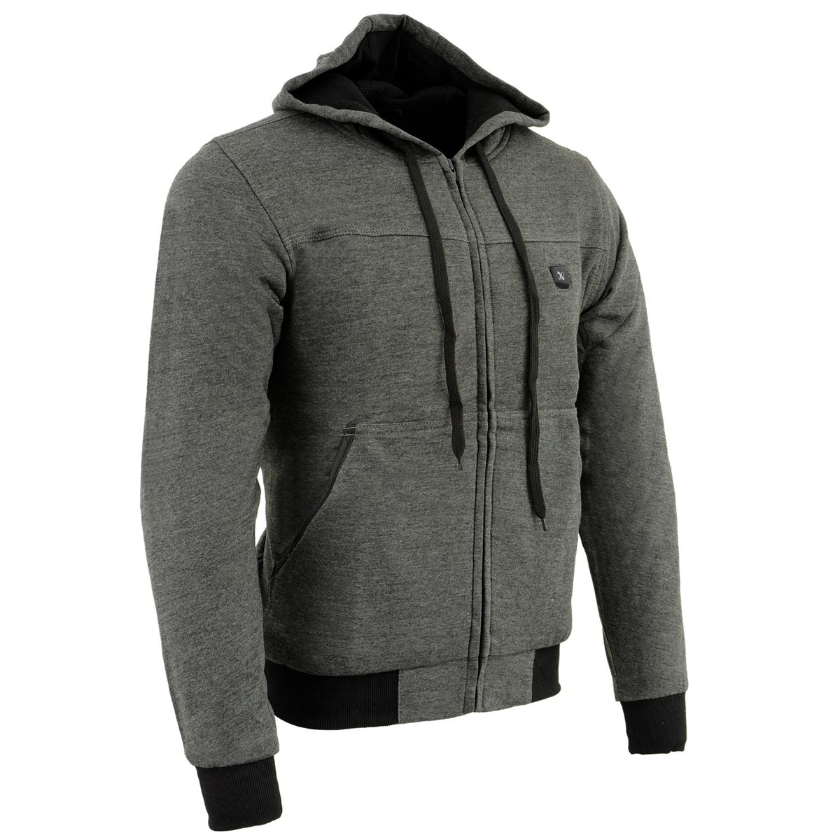 Nexgen Heat MPM1713SET12v Men's Grey 'Heated' Front Zipper Hoodie Jacket for Outdoor Activities w/ Battery Pack