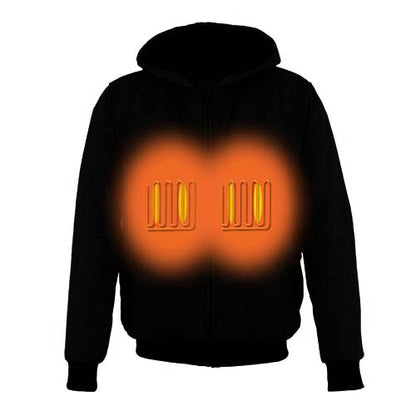 Nexgen Heat NXM1717DUAL Technology Men's “Fiery’’ Heated Hoodie- Black Sweatshirt Jacket for Winter w/ Battery Pack