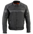 Milwaukee Leather MPM1735 Men's Black Textile Scooter Jacket with Leather Trim
