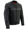 Milwaukee Leather MPM1735 Men's Black Textile Scooter Jacket with Leather Trim