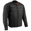 Milwaukee Leather MPM1740 Men's Black Vented Textile Jacket with Reflective Stripes