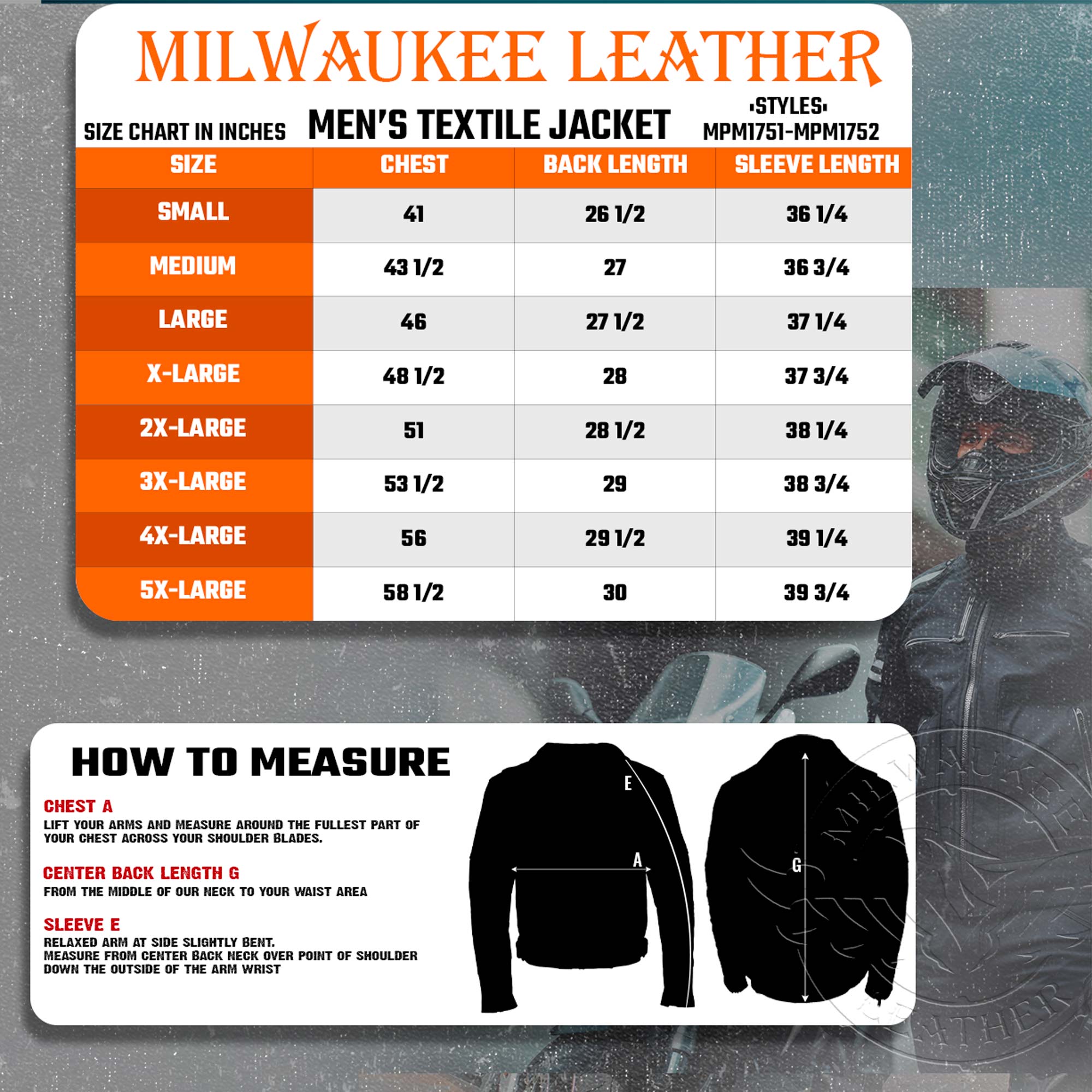 Milwaukee Leather MPM1751 Burnt Orange Leather and Textile Armored