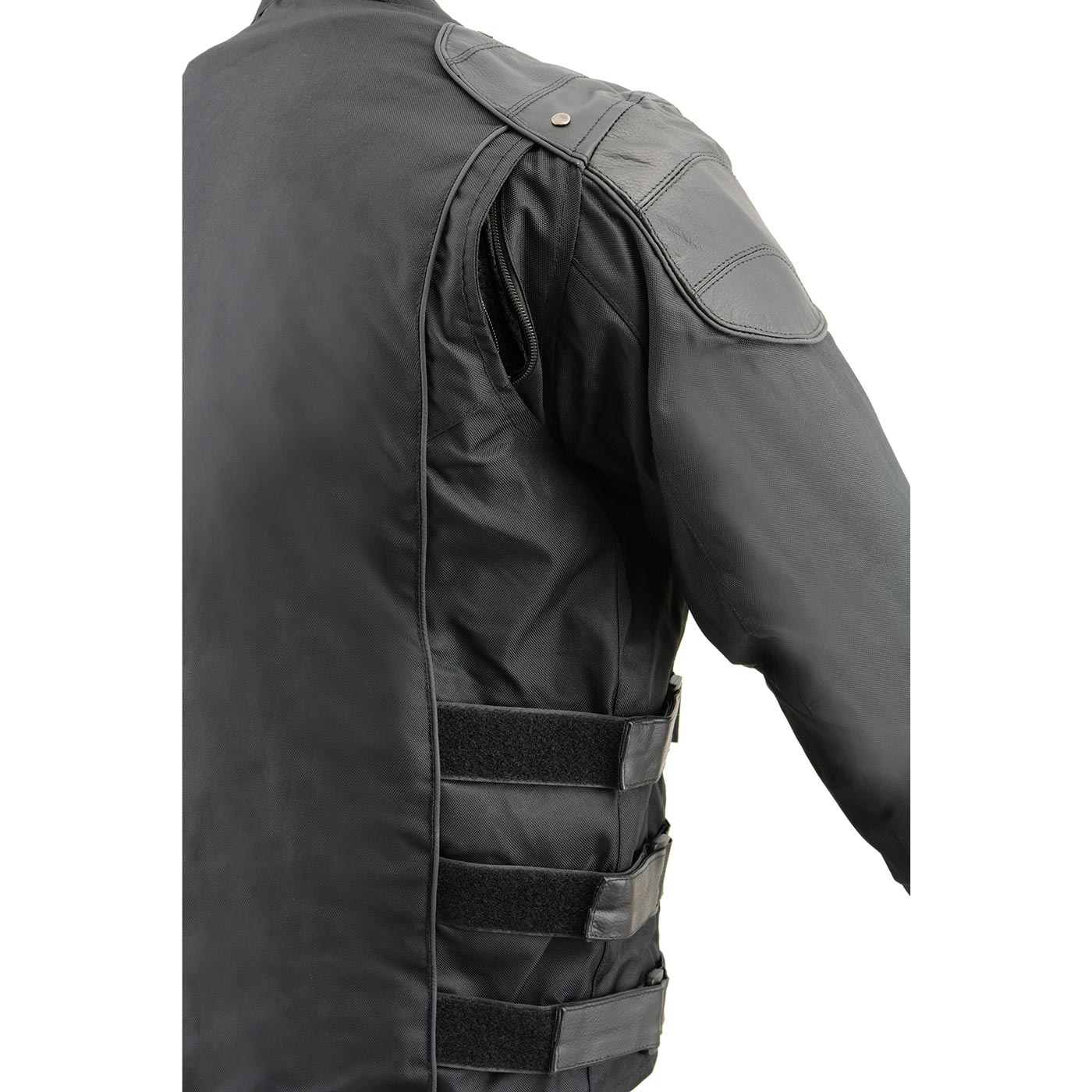 Milwaukee Leather MPM1755 Men's 'Assault Style' Black Leather and Textile M/C Jacket