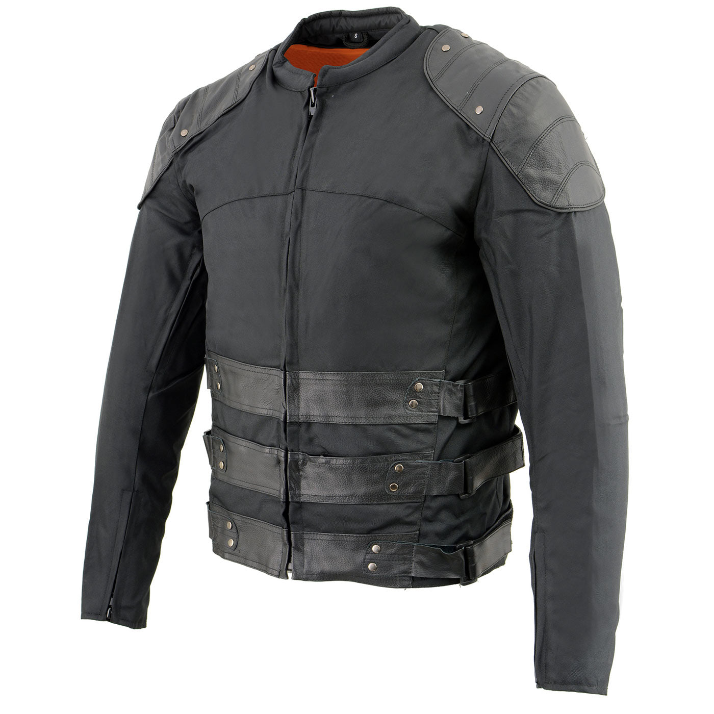 Milwaukee Leather MPM1755 Men's 'Assault Style' Black Leather and Textile M/C Jacket