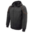 Milwaukee Leather MPM1764 Men's Black Soft Shell CE Armored Motorcycle Racing Style Hoodie Jacket w/ Detachable Hood