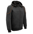 Milwaukee Leather MPM1764 Men's Black Soft Shell CE Armored Motorcycle Racing Style Hoodie Jacket w/ Detachable Hood