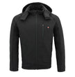 Nexgen Heat MPM1767SET Men's Black 'Heated' Soft Shell Hooded Zipper Front Jacket with Detachable Hood