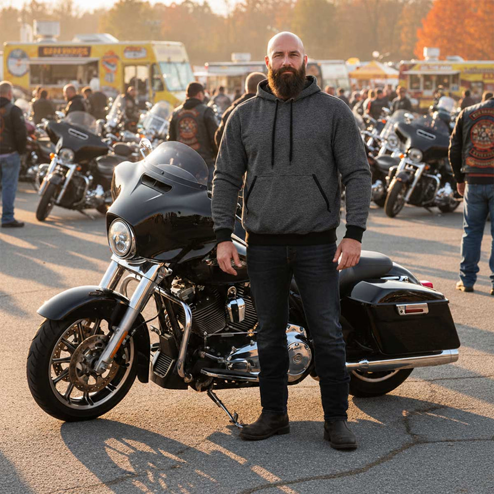 Milwaukee Leather Men's Streetguard Riding Hoodie - Aramid Reinforced with CE Shoulder and Elbow Armor
