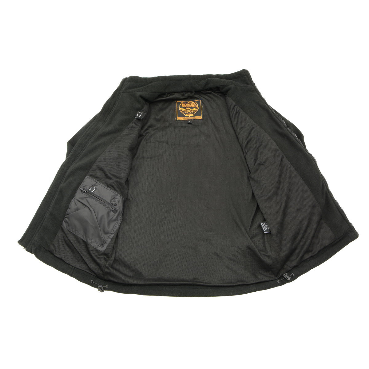 Milwaukee Leather MPM1784 Men's Black Micro Fleece Zipper Front