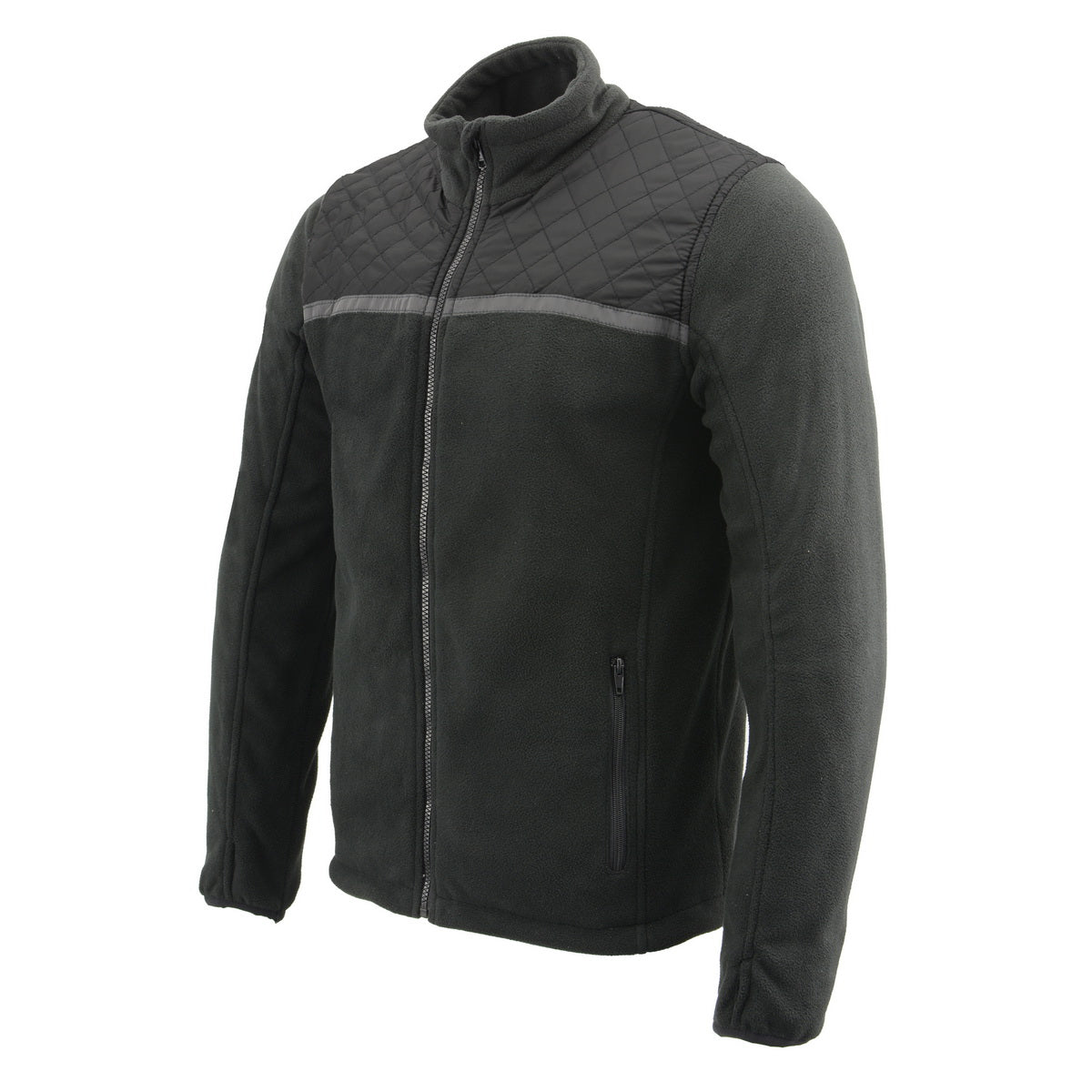 Milwaukee Leather MPM1784 Men's Black Micro Fleece Zipper Front