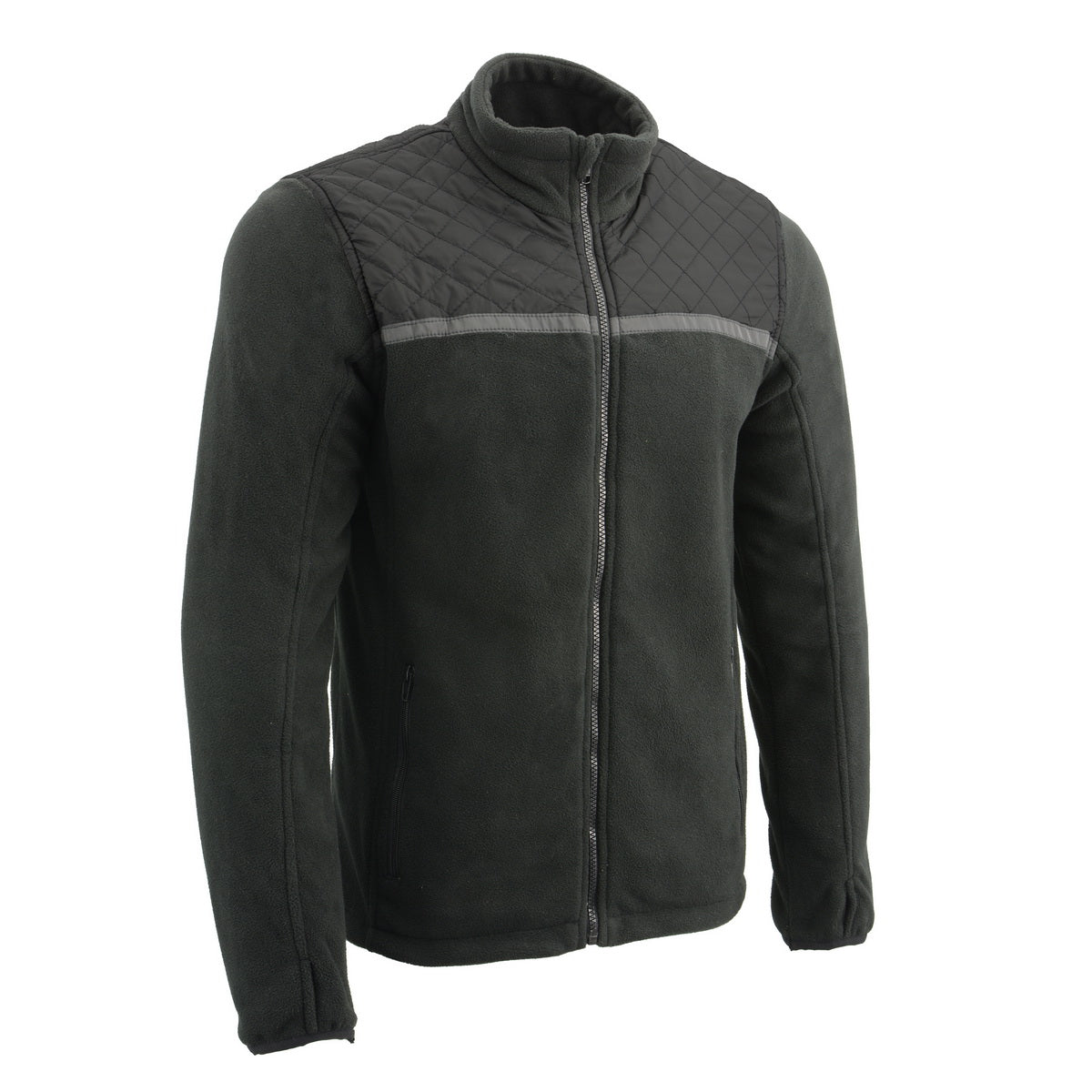 Milwaukee Leather MPM1784 Men's Black Micro Fleece Zipper Front