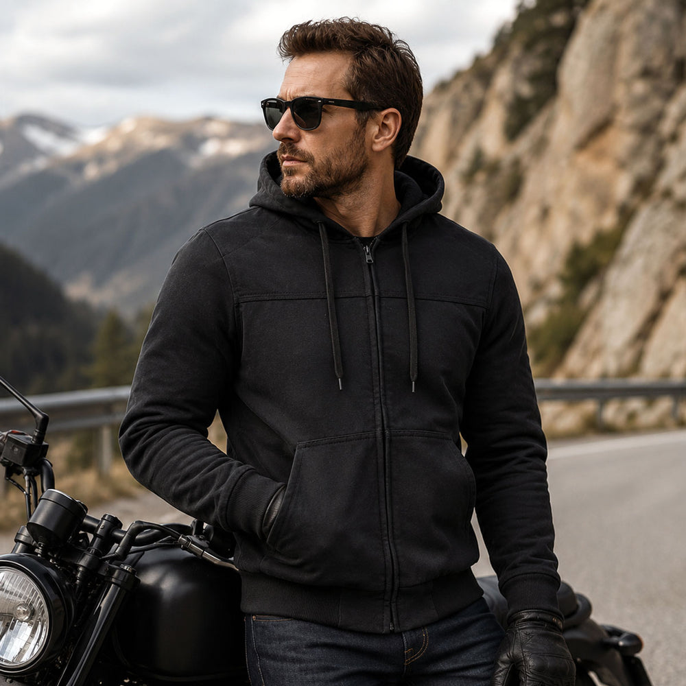 Milwaukee Leather Men's Streetguard Riding Hoodie - Aramid Reinforced with CE Shoulder and Elbow Armor