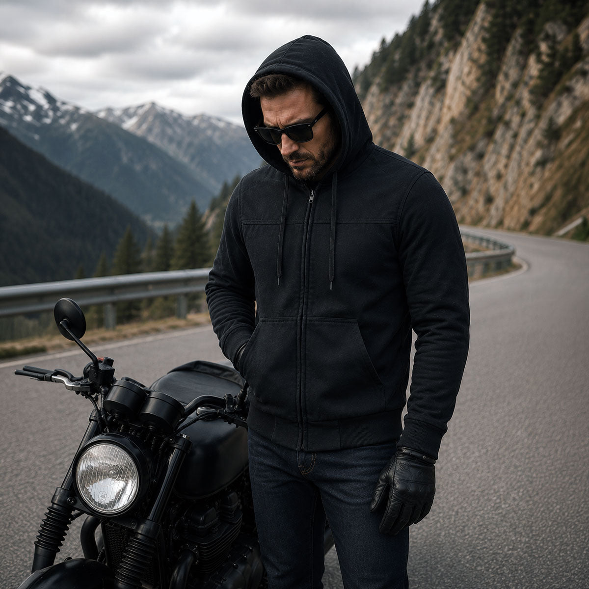 Milwaukee Leather Men's Streetguard Riding Hoodie - Aramid Reinforced with CE Shoulder and Elbow Armor