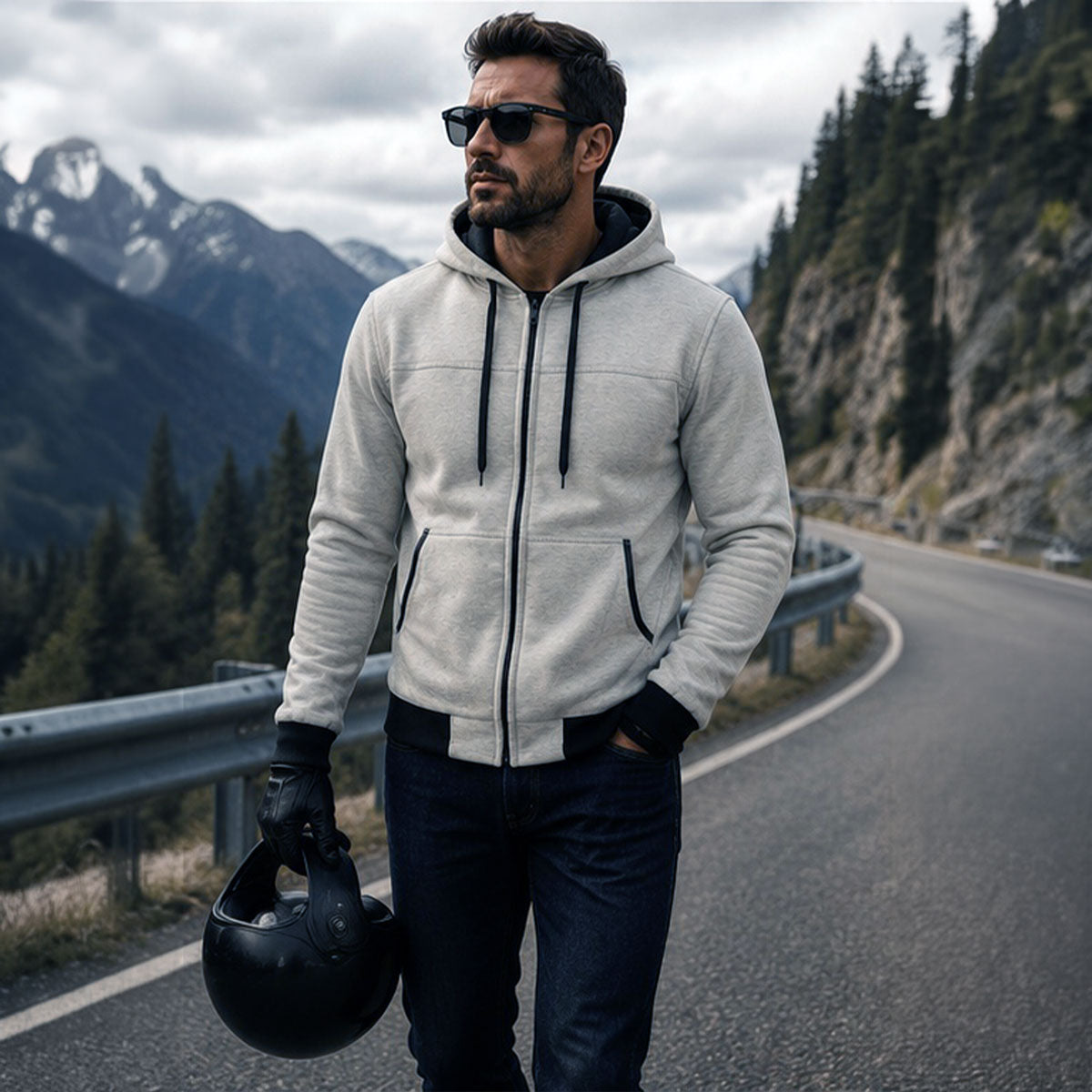 Milwaukee Leather Men's Streetguard Riding Hoodie - Aramid Reinforced with CE Shoulder and Elbow Armor