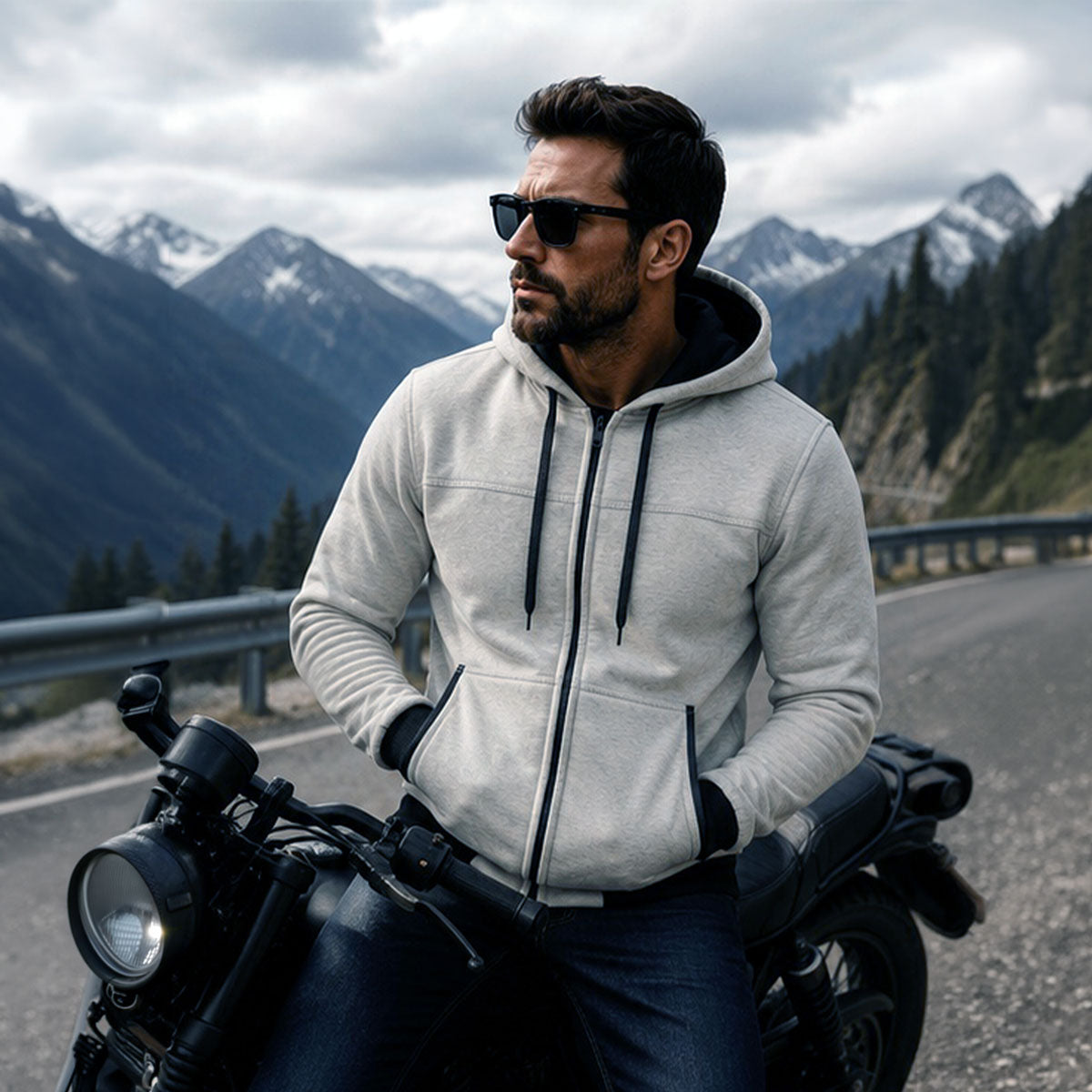 Milwaukee Leather Men's Streetguard Riding Hoodie - Aramid Reinforced with CE Shoulder and Elbow Armor