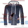 Milwaukee Leather MPM1788 Men's Silver CE Approved Armored Riding Hoodie Sweater w/ Aramid by DuPont Fibers