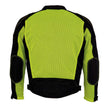 Milwaukee Leather MPM1790 Men's Black and Neon Green Hi Vis Mesh Racer Armored Jacket with Removable Rain Jacket