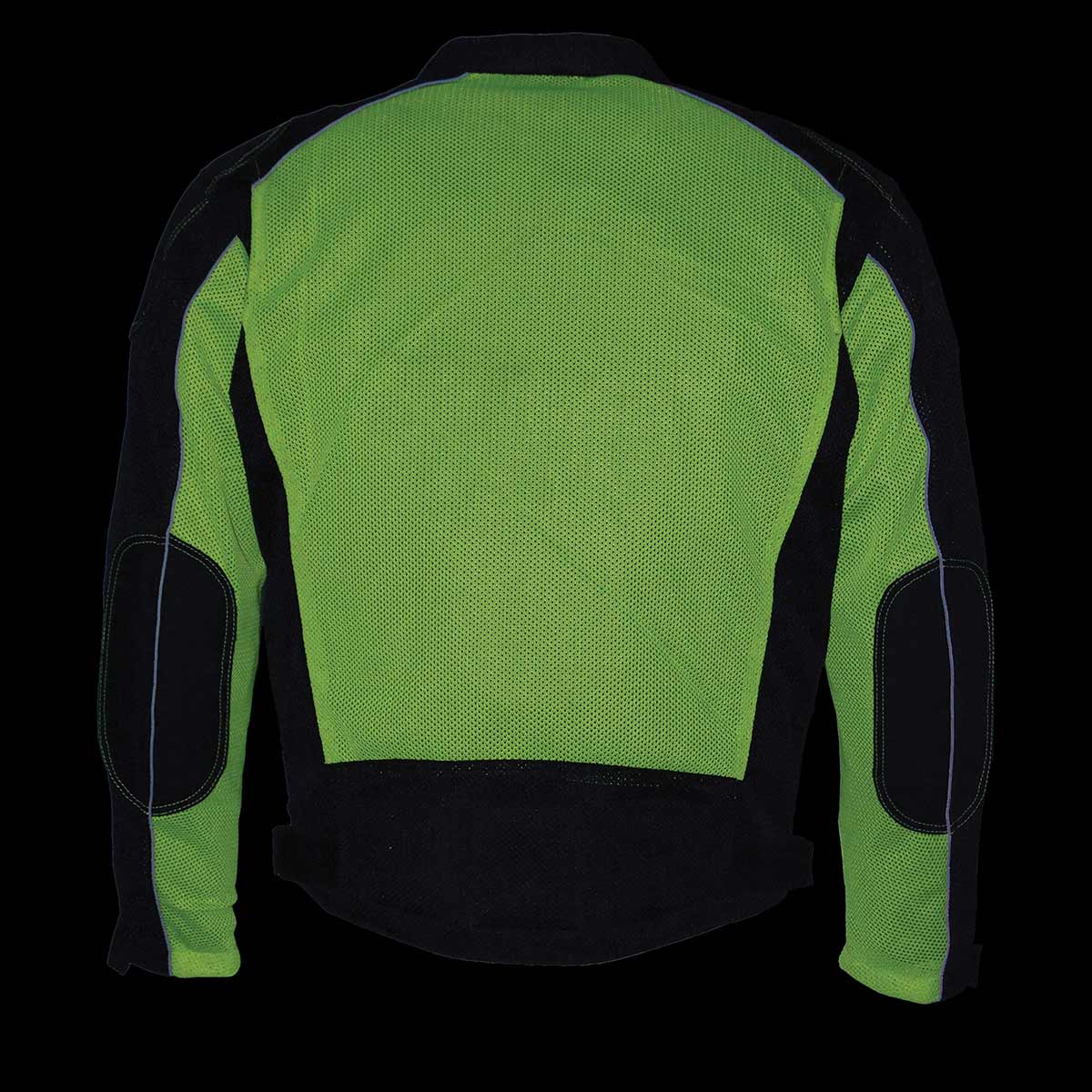 Milwaukee Leather MPM1790 Men's Black and Neon Green Hi Vis Mesh Racer Armored Jacket with Removable Rain Jacket