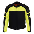 Milwaukee Leather MPM1791 Men's Black and Neon Green Armored Textile Motorcycle Riding Jacket
