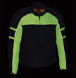 Milwaukee Leather MPM1791 Men's Black and Neon Green Armored Textile Motorcycle Riding Jacket