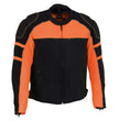 Milwaukee Leather MPM1791 Men's Black and Orange Textile Armored Motorcycle Riding Jacket