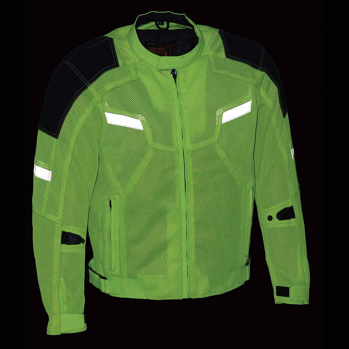 Meravel ミーラベル　Make better Jacket Milwaukee Leather MPM1792 Men's Black and High-Viz Green CE
