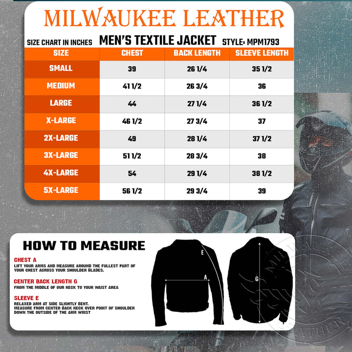 Milwaukee Leather MPM1793 Black Armored Mesh Motorcycle Jacket for Men - All Season Biker Jacket