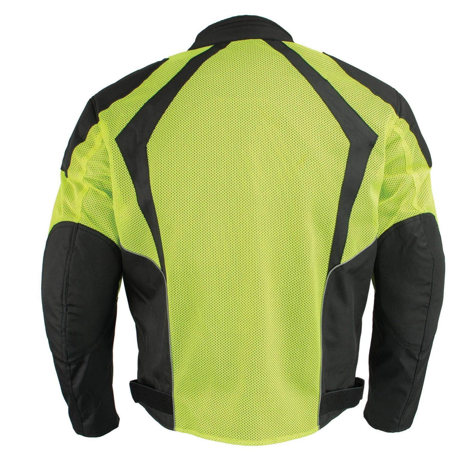Milwaukee Leather MPM1793 Green High Vis Armored Mesh Motorcycle Jacket for Men - All Season Biker Jacket