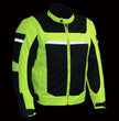 Milwaukee Leather MPM1794 High Vis Green Armored Mesh Racer Jacket with Reflective Piping for Men - All Season Jacket