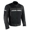 Milwaukee Leather MPM1794 Black Armored Mesh Racer Jacket with Reflective Piping for Men - All Season Jacket