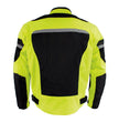 Milwaukee Leather MPM1794 High Vis Green Armored Mesh Racer Jacket with Reflective Piping for Men - All Season Jacket