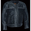 Milwaukee Leather MPM1796 Men's Armored Distressed Grey Leather and Mesh Racer Jacket