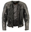 Milwaukee Leather MPM1796 Men's Armored Distressed Grey Leather and Mesh Racer Jacket