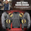 Milwaukee Leather Men's Bare Bones Charcoal Reflective Skull CE Armored Riding Hoodie, Shoulder and Elbow Armor - MPM1799