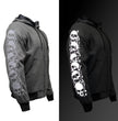 Milwaukee Leather Men's Bare Bones Charcoal Reflective Skull CE Armored Riding Hoodie, Shoulder and Elbow Armor - MPM1799